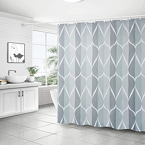 EASYBUYTECH Polyester Waterproof Washable Shower Curtain Set with 12 Hooks, Grey(180x180cm)