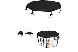 Xiaokeis Dog Playpen Cover, Playpen Cover, Sun/Rain Proof Pet Playpen Cover, Universal Dog Playpen Top Cover, with 8 Panel, Provide Shade and Security for Indoor and Outdoor Dog Pen(Black)
