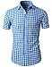 H2H Mens Casual Slim Fit Check patterned Short Sleeve Basic Shirts