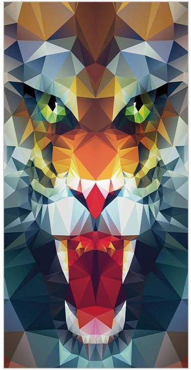 Decorative Privacy Window Film/Portrait of Animal from Top of the Food Chain Polygonal Abstract Art Dangerous Beast Decorative/No-Glue Self Static Cling for Home Bedroom Bathroom Kitchen Office Decor