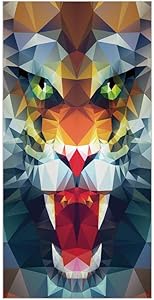Decorative Privacy Window Film/Portrait of Animal from Top of the Food Chain Polygonal Abstract Art Dangerous Beast Decorative/No-Glue Self Static Cling for Home Bedroom Bathroom Kitchen Office Decor