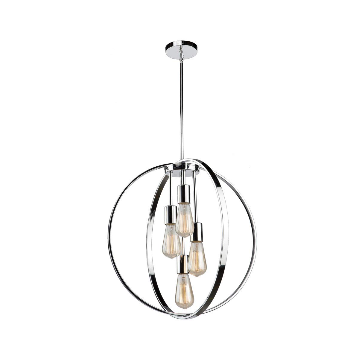 Chandeliers 4 Light Bulb Fixture With Chrome Finished Metal Medium