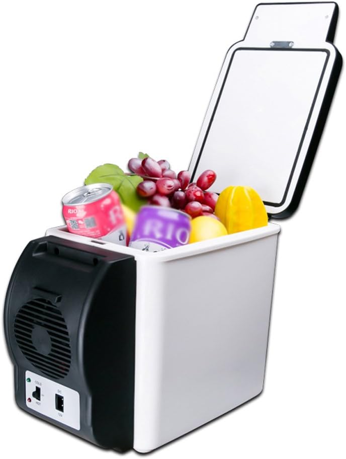 The harvest season- 6L Black And White Refrigeration Car Refrigerator, Cold And Warm Car Dual-use 220V AC / 12V DC ( Color : #b )