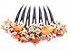 Thai French Twist Hair Comb, Decorative Wedding Hair Accessory, Ornamented Along Top with Stone, Orange, 3.5 x 4 Inch