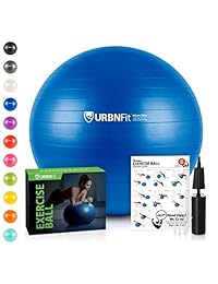 URBNFit Bola de ejercicio (múltiples tamaños) para fitness, estabilidad, equilibrio y yoga   Guía de entrenamiento y bomba rápida incluida   Diseño de calidad profesional anti ráfaga