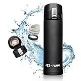 Stainless Steel Water Bottle, FILWO Double Wall Vacuum Insulated Travel Mug 100% Leak & Sweat Proof BPA Free, Cold 24 Hrs / Hot 12 Hrs Perfect Camping, Cycling,Gym,17 oz Vacuum Flask (Black)