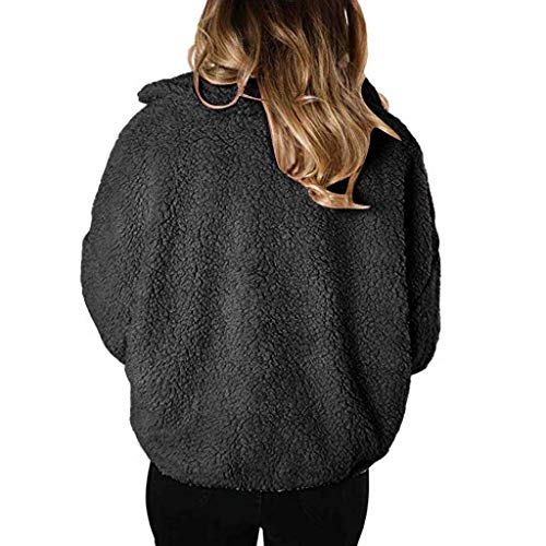 Sanyyanlsy Ladies Faux Cashmere Jacket Long Sleeve Fluffy Plush Lapel Women Winter Warm Outwear Coat Sweater Anorak Tops Black
