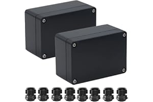 Otdorpatio 2 Packs Junction Box IP65 Waterproof ABS Plastic Electrical Project Case Power Junction Boxes, Project Box with 8 PCS M16 Cable Glands 3.94x2.68x1.97 inch(100x 68 x50 mm)