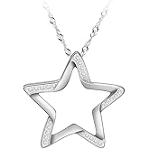 Gemschest Sterling Silver Crescent Moon Star Necklace Cubic Zirconia Jewelry for Teen & Women Ladies Dainty 18" Chain