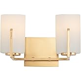 Maxim 21282SWSBR Dart Collection Two-Light Dimmable and LED Compatible Glass Cylinder Bathroom Vanity - Satin Brass I Steel F