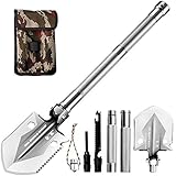 Erichworld Folding Shovel, Multi-Function Portable Military Survival Shovel for Camping Hiking Spade Entrenching Tool (Silver)