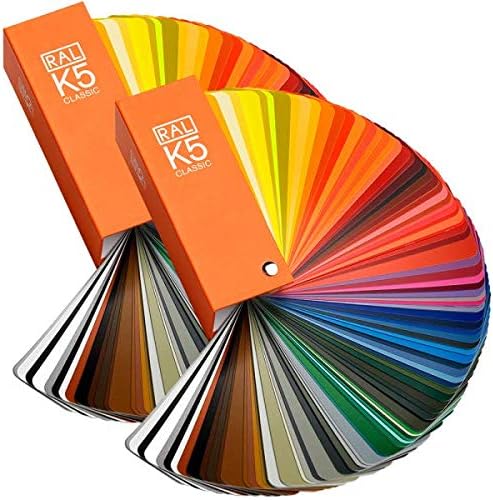 RAL K5 colour fan, two book set, satin and gloss, 215 RAL colours, 5 cm x 15 cm