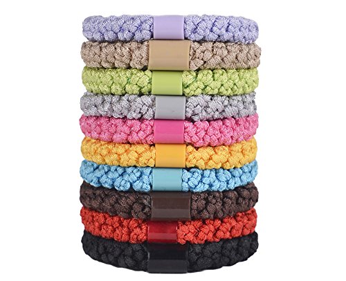 HBY Large Hair Ties, Ponytail Holders, Gentle Hold Soft & Stretch Hair Band for Heavy Curly Thick Hair, No Damage No Crease Headbands for Woman Girls Lady,Colorful, 10pcs