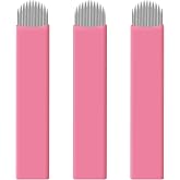 50 pcs Pink Disposable Microblading Blade NANO U18 Microblades 0.15mm Nano Needles Perfect for Hair Strokes Eyebrow Thinnest needles in Market (18U)
