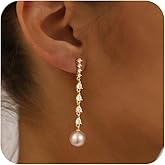 Gold Hoop Earring for Women - Risamil Gold Earrings Pearl Earrings for Women Trendy Dainty Stud Earrings Ball Beads Dangle Earrings Gold Hoops Cute Earrings Jewelry Gift