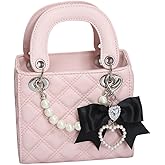 VVRPWASSLY PU Leather Handbag Purse Shoulder Bag Stylish Crossbody Bag Small Tote Purse with Bow Pearl Chain for Women