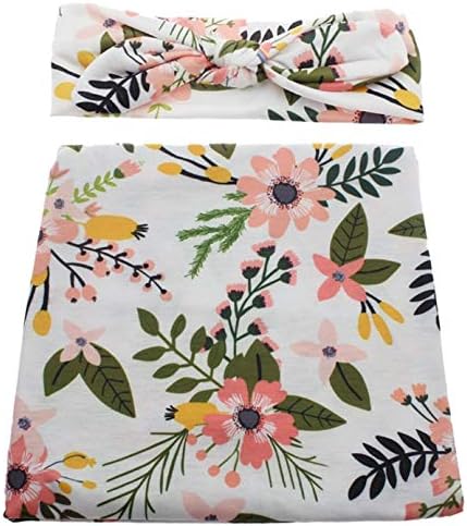 Baby Swaddle Blanket – Pure Cotton Receiving Blankets by Sundara – Swaddling Wrap for Boys and Girls – Soft & Comfortable Fabric – Ideal for Baby Shower, Photo Shoot (Green/Peach Floral)