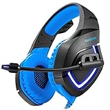 PS4 PC Headsets, iRush Gaming Headphones with Detachable Microphone Stereo Surround Sound USB LED Light Over Ear Gamer Earphones for PlayStation 4, Smartphone, Desktop, Laptop, Notebook