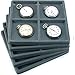 FindingKing 5 Gray 4 Slot 1/2 Size Jewelry Display Tray Inserts - Compartments Measure 3 3/8