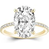 Effinny 3.5ct Elongated Oval Cut Moissanite Engagement Ring for Women,Genuine D Color VVS1 Clarity,925 Sterling Silver Solitaire Promise Ring for Wedding,Daily,Travel,Party