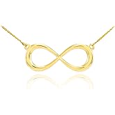 14K Yellow Gold Infinity Symbol Figure Eight Pendant Necklace with Rolo Chain - 18"