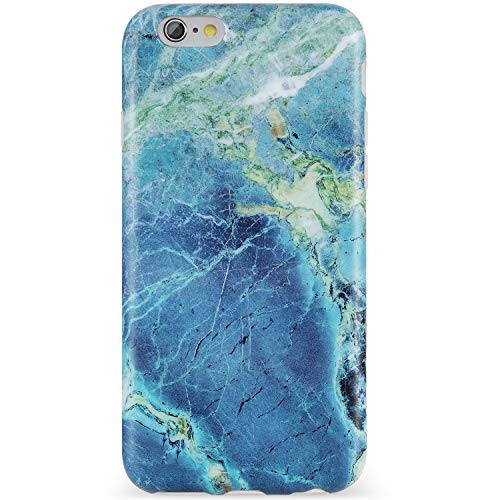 VIVIBIN iPhone 6 Case,iPhone 6s Case,Cute Blue Teal Marble Women Girls Clear Bumper Soft Silicone Rubber Matte TPU Best Protective Cover Slim Fit Phone Case iPhone 6/iPhone 6s
