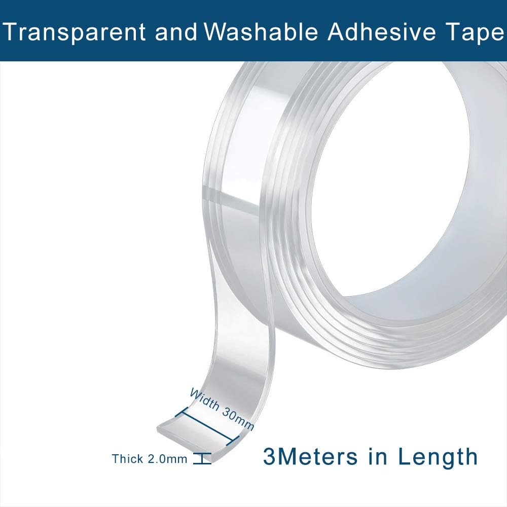 Double Sided Nano Adhesive Tape, Heavy Duty Clear Sticky Gel Grip Silicone Tape for Paste Photos Poster, Fix Carpet Mats,Household, Office (1.18 in x 118 in): Industrial & Scientific