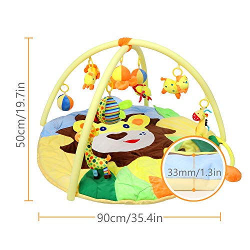 Bammax Activity Gym Baby Kids Play Mat Soft Non-Toxic Newborn Carpet with 9 Hanging Cartoon Educational Toys
