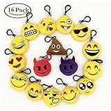 16 Pack Emoji Mini Plush Pillows, Easter gifts Keychain Decorations, Kids Party Supplies Favors, 2
