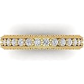 Clara Pucci 14K Yellow Gold Eternity Ring for Women - Round Cut VVS1 Zircon Simulated Diamond 1.44 Total Carat Weight - Womens Eternity Band - Stackable Wedding Band - Wedding Ring