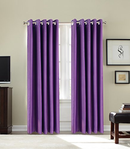 Thermal Blackout Eyelet Curtains By Feathers Linen Purple 46 X