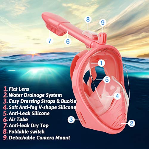 FULIM Snorkel Mask Full Face for Kids, Snorkeling Mask with Detachable