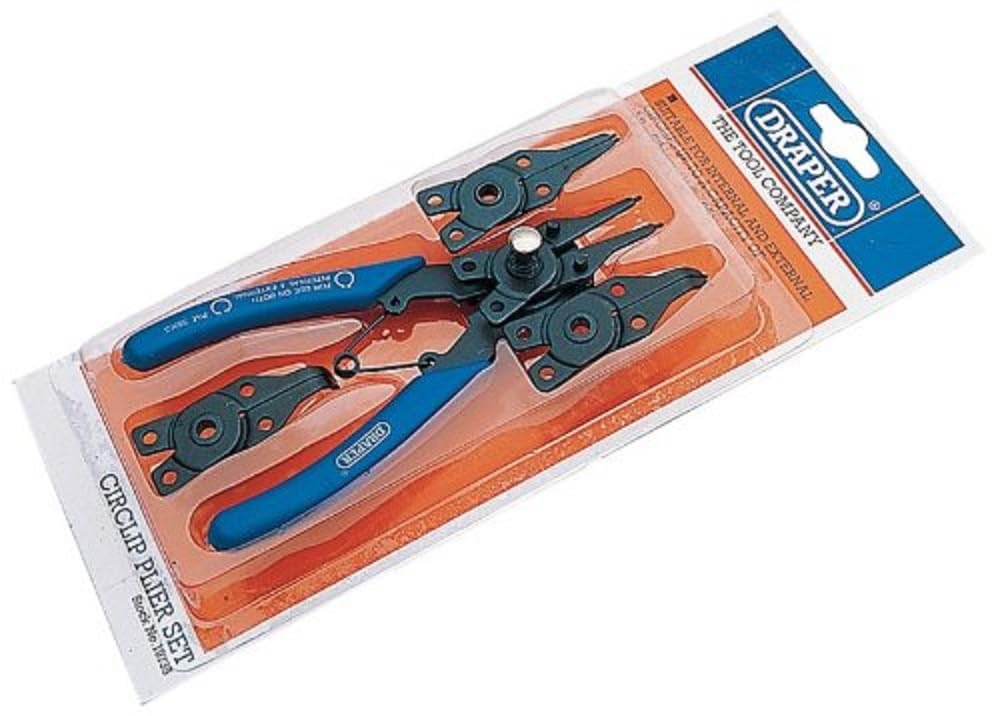 Draper 19735 Circlip Plier Set with Interchangeable Heads Set, 5 Pcs , Blue