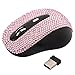 Wireless USB Optical Scroll Wheel Pink Crystal Rhinestone Computer Mouse