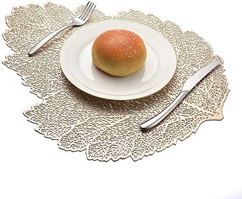 keebgyy Placemats Set of 6, Simulation Leaves Branch Shape Placemat, for Kitchen Table Insulation Pads Table Decoration