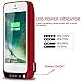 iPhone 5 / 5S / 5C / SE Battery Case,TQTHL Update [4800mAh] External Battery Backup Protective Charger Case for iPhone 5 / 5S / 5C / SE (Built-in USB Output Power Bank) LED Indicator Light - Red