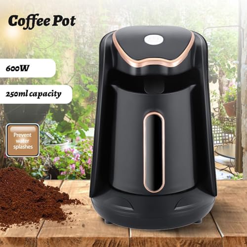 Saraele Electric Turkish Coffee Maker Machine with 250ml/1 Cup Coffee Pot Single Serve Espresso Maker 600W Heating Coffee Pot 5 Minute Quick Making with Induction -drip Function