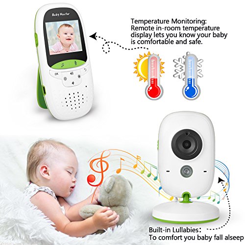 FITNATE Portable Video Baby Monitor with LCD Display, Digital Camera, Infrared Night Vision, Two Way Talk Back, Temperature Monitoring, Lullabies, Long Range and High Capacity Battery,Green