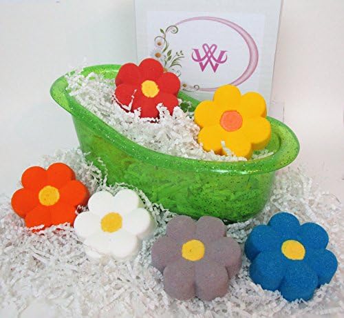 Daisy Bath Bombs 6 x 3oz. Beautiful hand designed colorful flowers