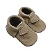 Mejale Baby Shoes Soft Sole Leather Crawling Moccasins Infant Toddler Crib Slippers(3-6 Mos./4.5in, Khaki)