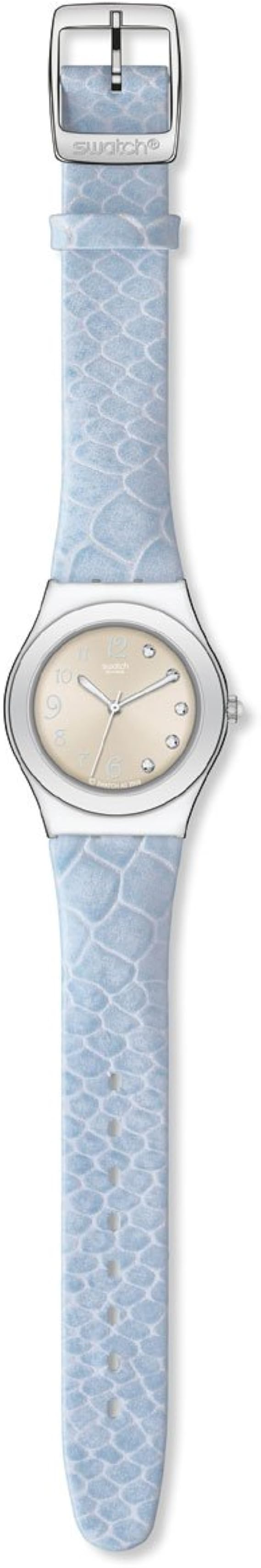 Swatch Heartfelt Ladies Silver Dial Blue Leather Strap Watch Amazon.co.uk Watches