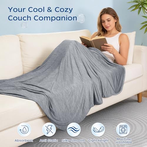Esvyit Cooling Blanket, Summer Cooling Blanket, Q-Max > 0.4, Lightweight and Breathable Cooling Blanket for Children and Adults, Ideal for Bed and Sofa (200 x 220 cm)