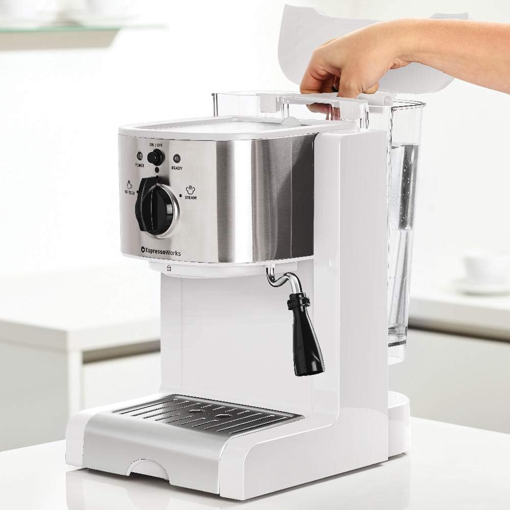 EspressoWorks 7 Pc All-in-One Espresso & Cappuccino Maker Machine Barista Bundle Set w/Built-in Steam Wand (Inc: Coffee Bean Grinder - Image 3
