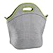 Tabkoe Insulated Neoprene Lunch Bag Set with Tote, Bottle Sleeve, 2 Can Insulators & Adjustable Crossbody Shoulder Strap | Washable, Reusable, Stretchy, Extra Large Travel Lunch Box (Green Gray)