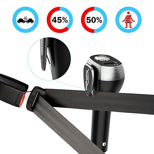 Manfiter Car Charger for Emergency Tool for Car Window Breaker & Seatbelt Cutter, 2-Mode LED Flashlight, Red SOS Beacon & Emergency alarmer, USB Charger 2200 mAh Power Bank 7-in-1 Escape Device