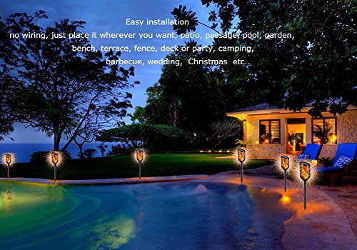 LED Solar Lights outdoor dancing Flickering Flame Waterproof Security Torch Lamp Landscape Decoration Lighting Dusk to Dawn for Driveway Yard Lawn Garden Auto On/Off(2 Pack (Black) ¡