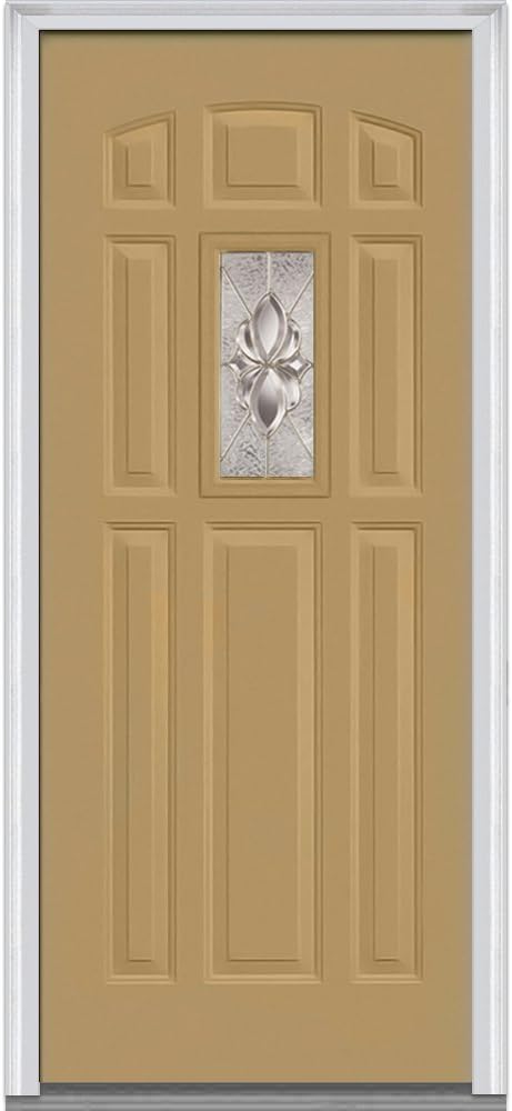 National Door Company ZA04305R Fiberglass Smooth, Sandal, Right Hand In-swing, Exterior Prehung Door, Heirloom Master Center Lite 8-Panel, 36"x80"
