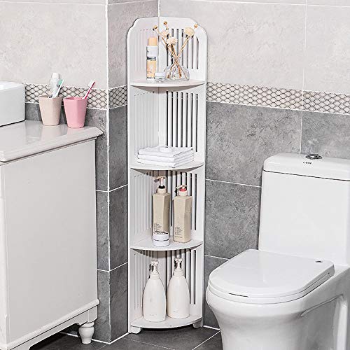 image for Mosunx Housewares 4-Tier Corner Storage Shelf, Bathroom Stand Up Shelv