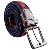 Moonsix Braided Belts for Men Women,Elastic Herringbone Mix-color Belt Buckle
