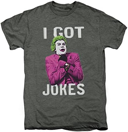 Warner Bros. Men's Batman 1966 Joker Got Jokes Premium Platinum Heather T-Shirt Large Heather
